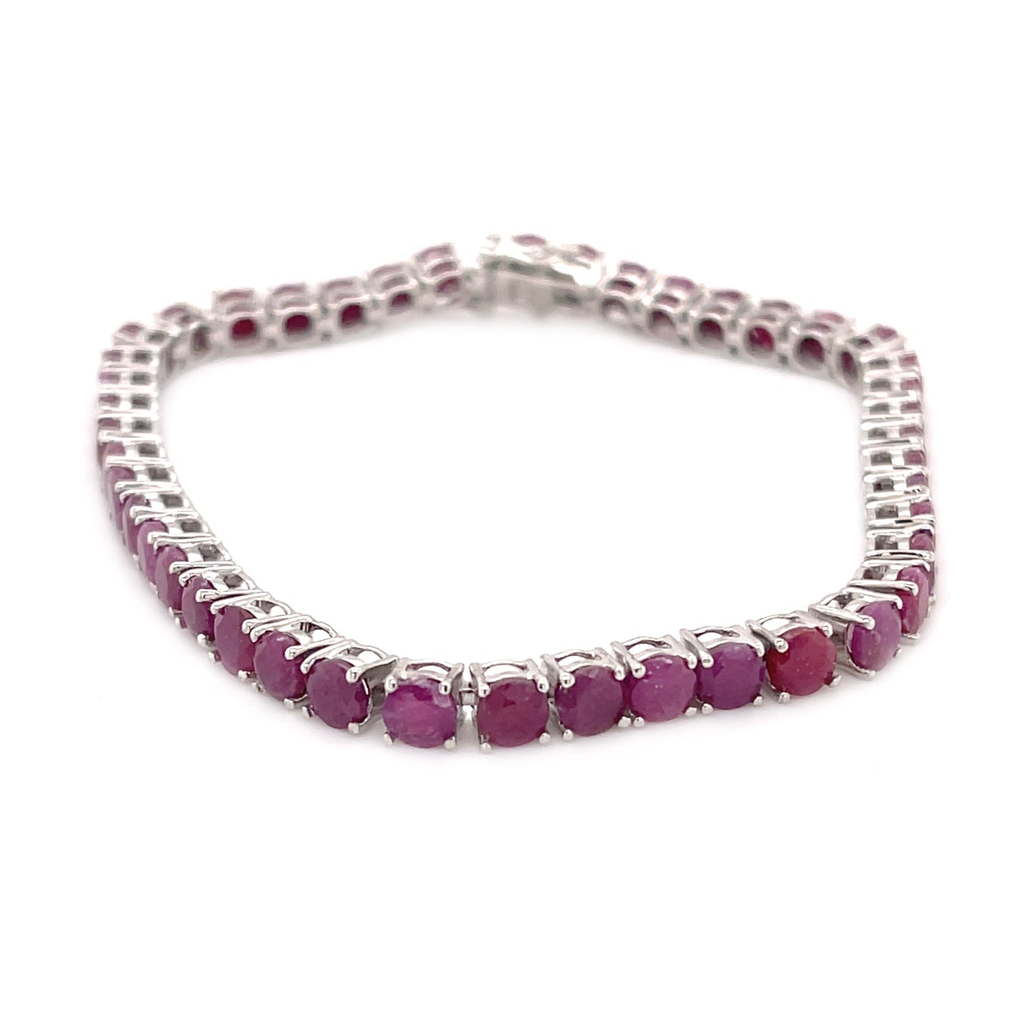 Pinctore Sterling Silver 4mm Round Gemstone Tennis Bracelet