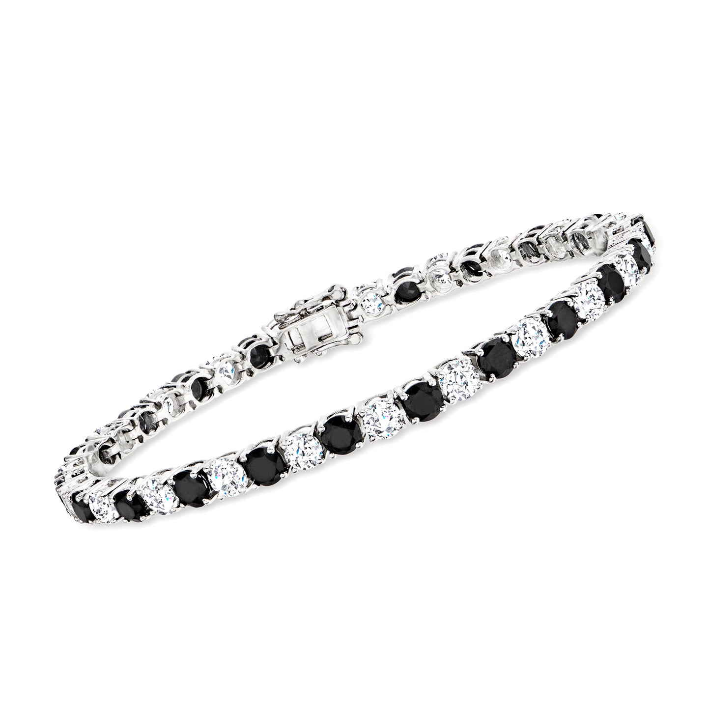 Pinctore Sterling Silver 4mm Round Gemstone Tennis Bracelet