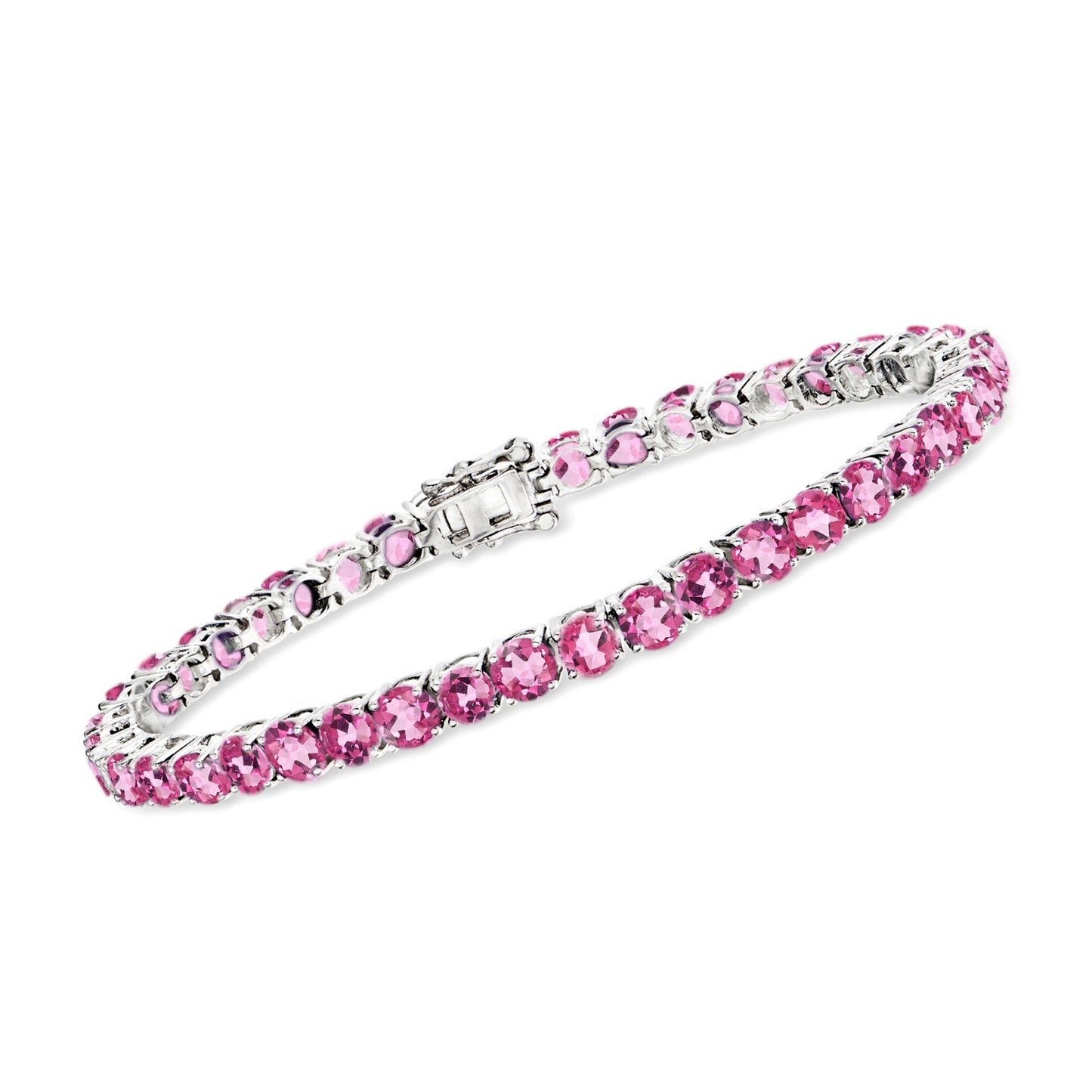 Pinctore Sterling Silver 4mm Round Gemstone Tennis Bracelet