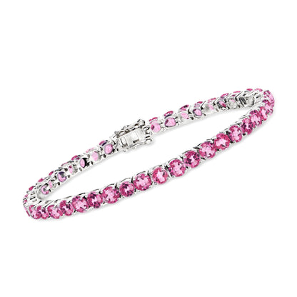 Pinctore Sterling Silver 4mm Round Gemstone Tennis Bracelet