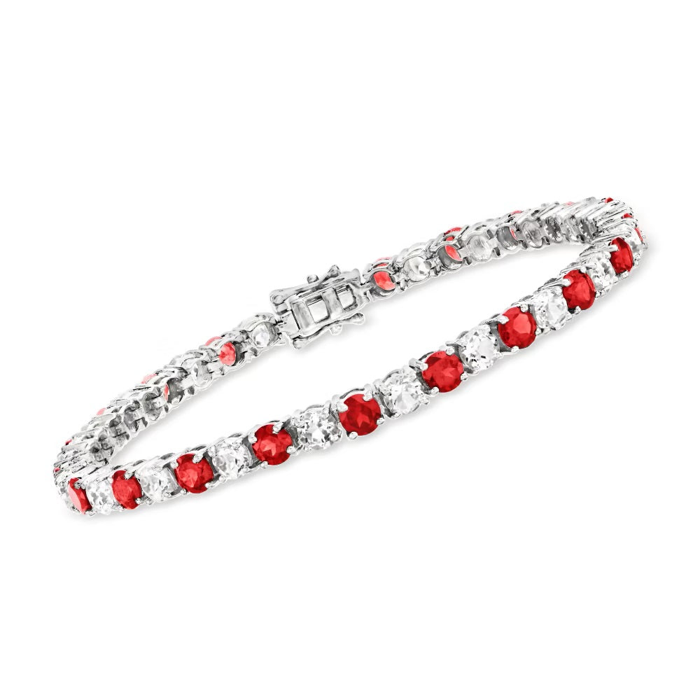 Gem Treasures Sterling Silver 4mm Round Gemstone Tennis Bracelet
