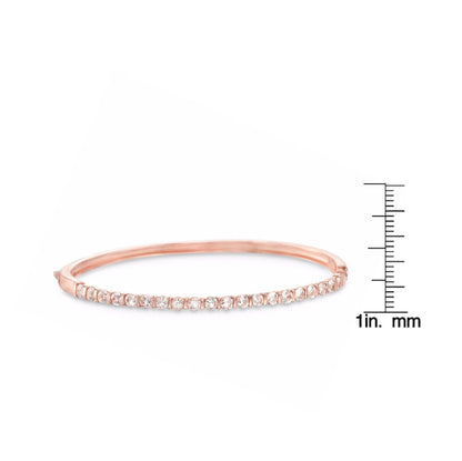 Pinctore Sterling Silver 3mm Round Gemstone Hinged Bangle Bracelet