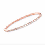 Pinctore Sterling Silver 3mm Round Gemstone Hinged Bangle Bracelet