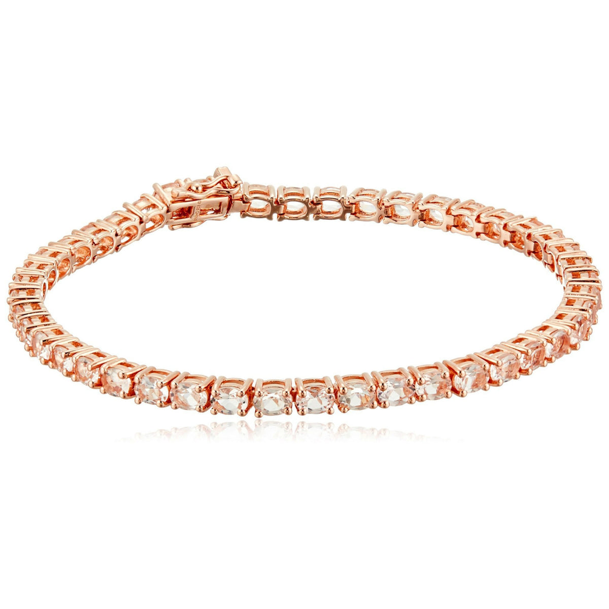 Gem Treasures Sterling Silver 4x3mm Oval Gemstone Tennis Bracelet