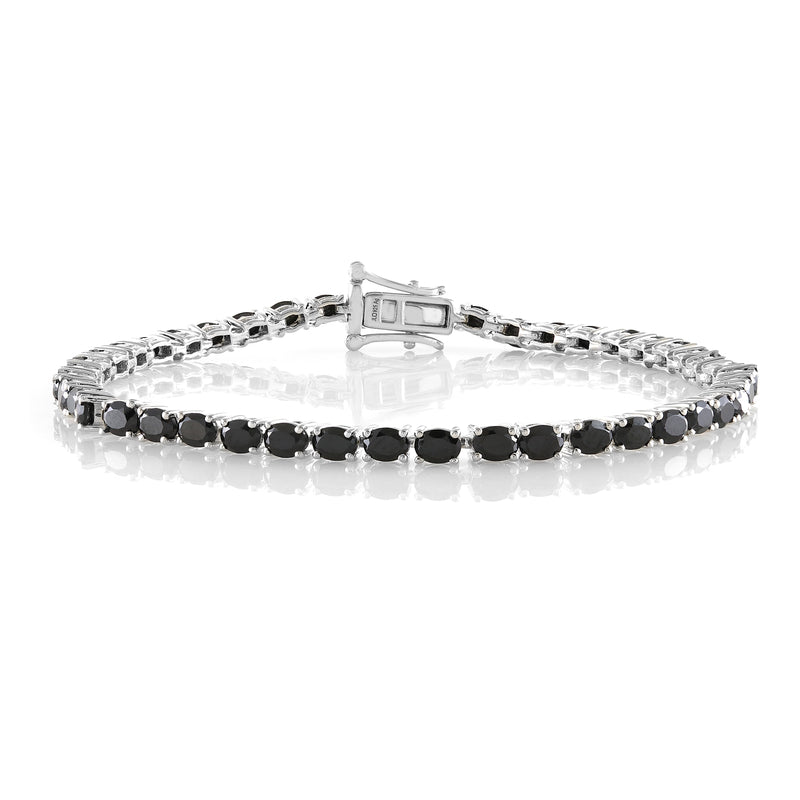 Pinctore Sterling Silver 4x3mm Oval Gemstone Tennis Bracelet