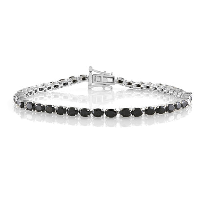 Pinctore Sterling Silver 4x3mm Oval Gemstone Tennis Bracelet
