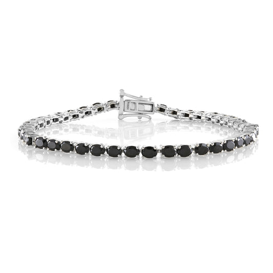 Pinctore Sterling Silver 4x3mm Oval Gemstone Tennis Bracelet