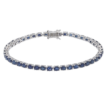 Pinctore Sterling Silver 4x3mm Oval Gemstone Tennis Bracelet