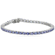 Gem Treasures Sterling Silver 4x3mm Oval Gemstone Tennis Bracelet