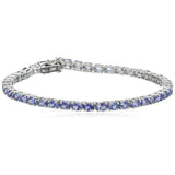 Pinctore Sterling Silver 4x3mm Oval Gemstone Tennis Bracelet
