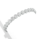 Pinctore Sterling Silver White Zircon Heart Halo Line Bracelet