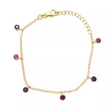 Pinctore 18K Gold Plated 4mm Gemstone Charm Bracelet
