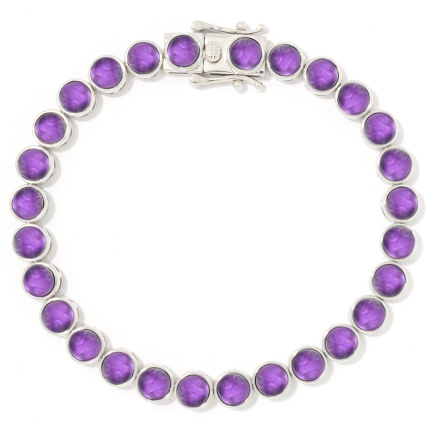 Pinctore Sterling Silver 5mm Round Gemstone Bezel-Set Tennis Bracelet
