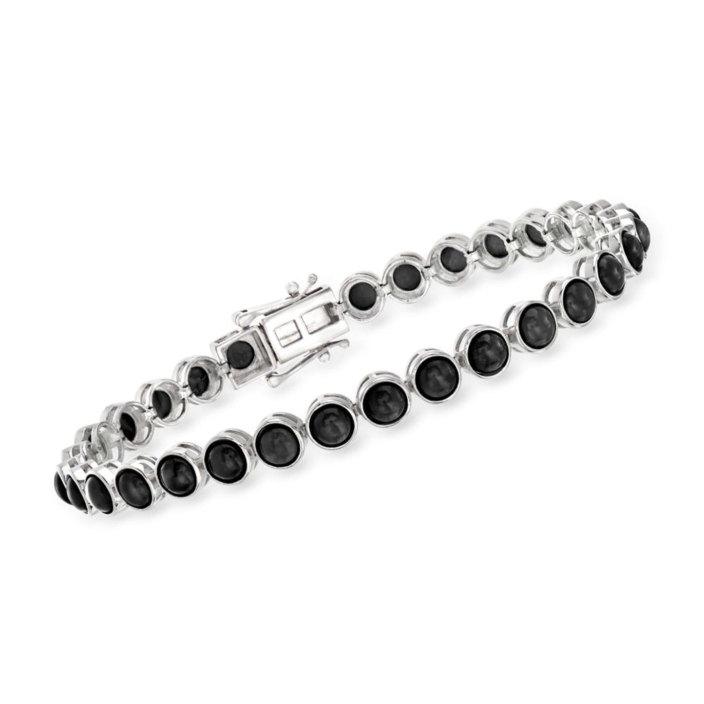 Pinctore Sterling Silver 5mm Round Gemstone Bezel-Set Tennis Bracelet