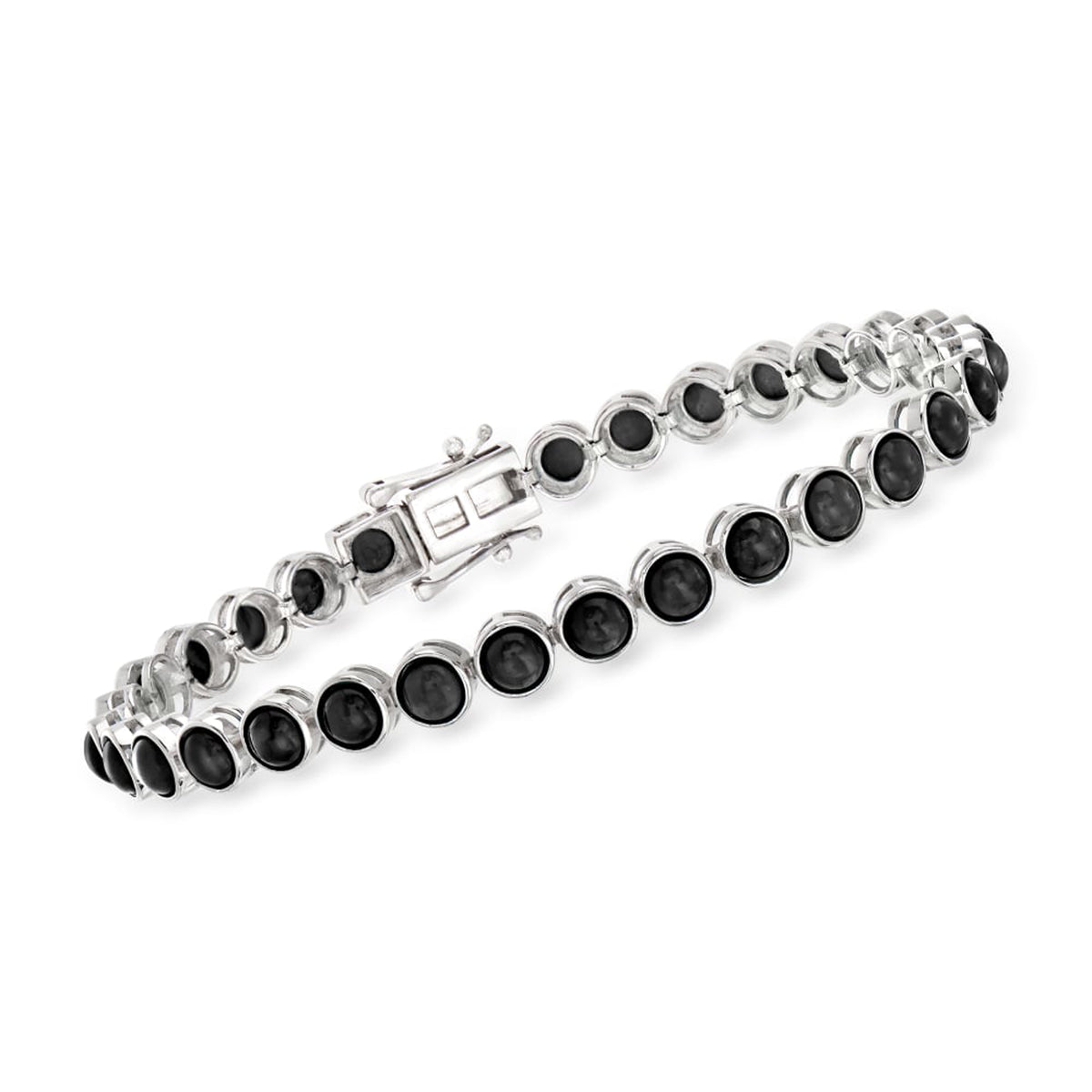 Gem Treasures Sterling Silver 5mm Round Gemstone Bezel-Set Tennis Bracelet
