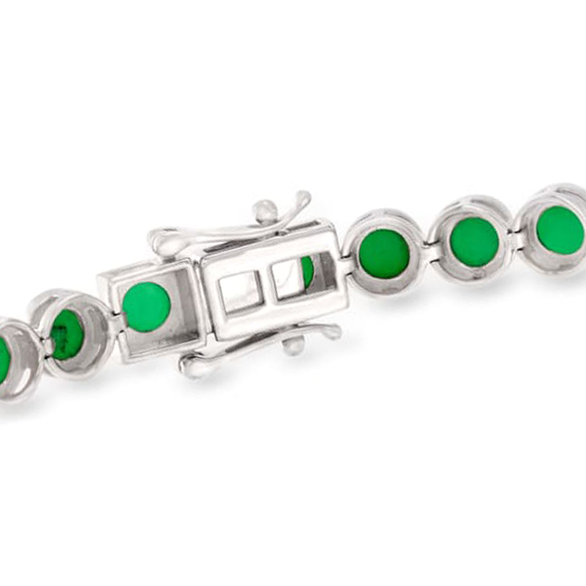 Gem Treasures Sterling Silver 5mm Round Gemstone Bezel-Set Tennis Bracelet