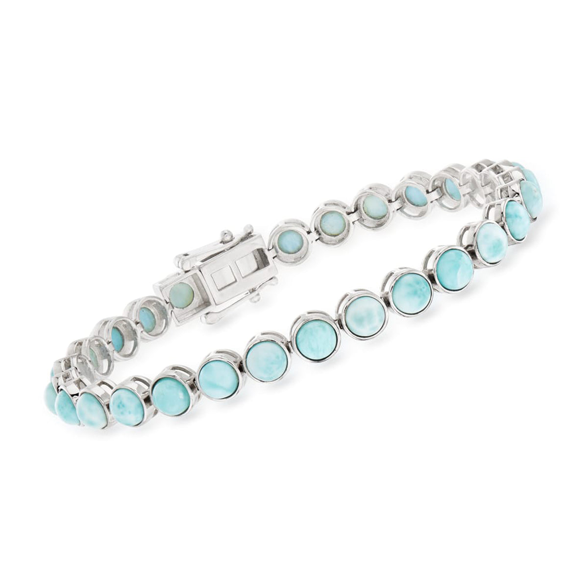 Gem Treasures Sterling Silver 5mm Round Gemstone Bezel-Set Tennis Bracelet