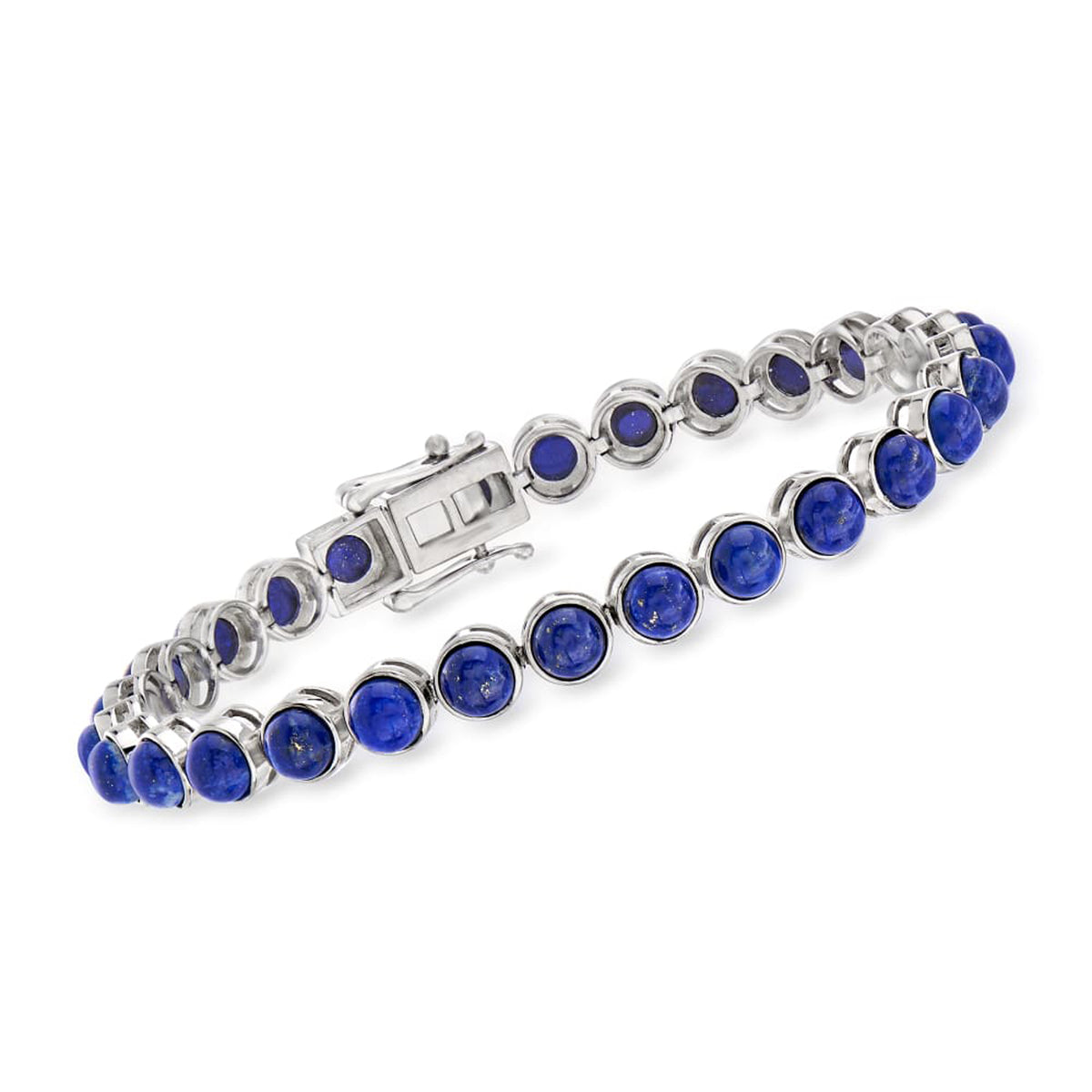 Gem Treasures Sterling Silver 5mm Round Gemstone Bezel-Set Tennis Bracelet
