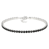 Pinctore Sterling Silver 3mm Black Spinel Line Bracelet