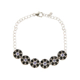 Gem Treasures Sterling Silver Black Spinel & Tanzanite Pinwheel Cluster Line Bracelet