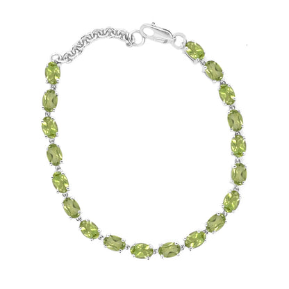 Pinctore Sterling Silver 6x4mm Gemstone Line Bracelet