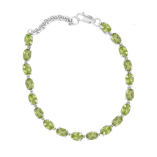 Gem Treasures Sterling Silver 6x4mm Gemstone Line Bracelet
