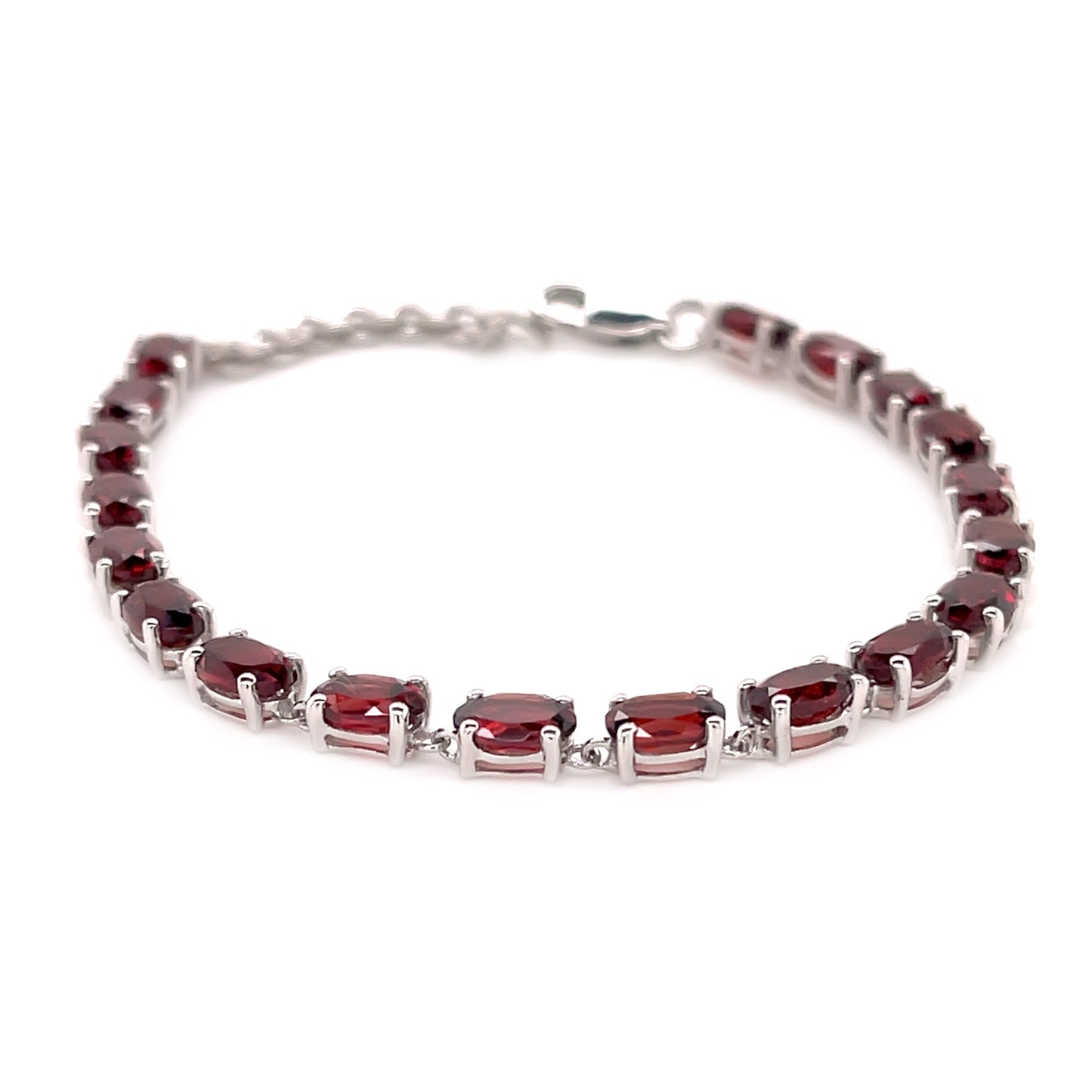 Pinctore Sterling Silver 6x4mm Gemstone Line Bracelet