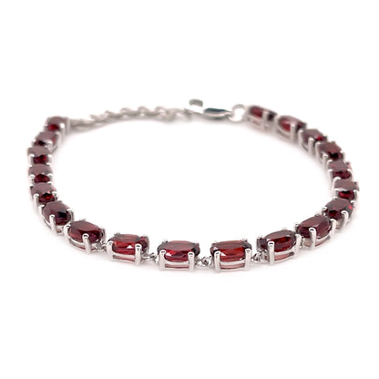 Pinctore Sterling Silver 6x4mm Gemstone Line Bracelet