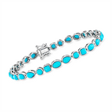 Sterling Silver Sleeping Beauty Turquoise Multi-Shape Line Bracelet