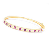 Pinctore 18K Gold Plated Gemstone Inset Hinged Bangle Bracelet
