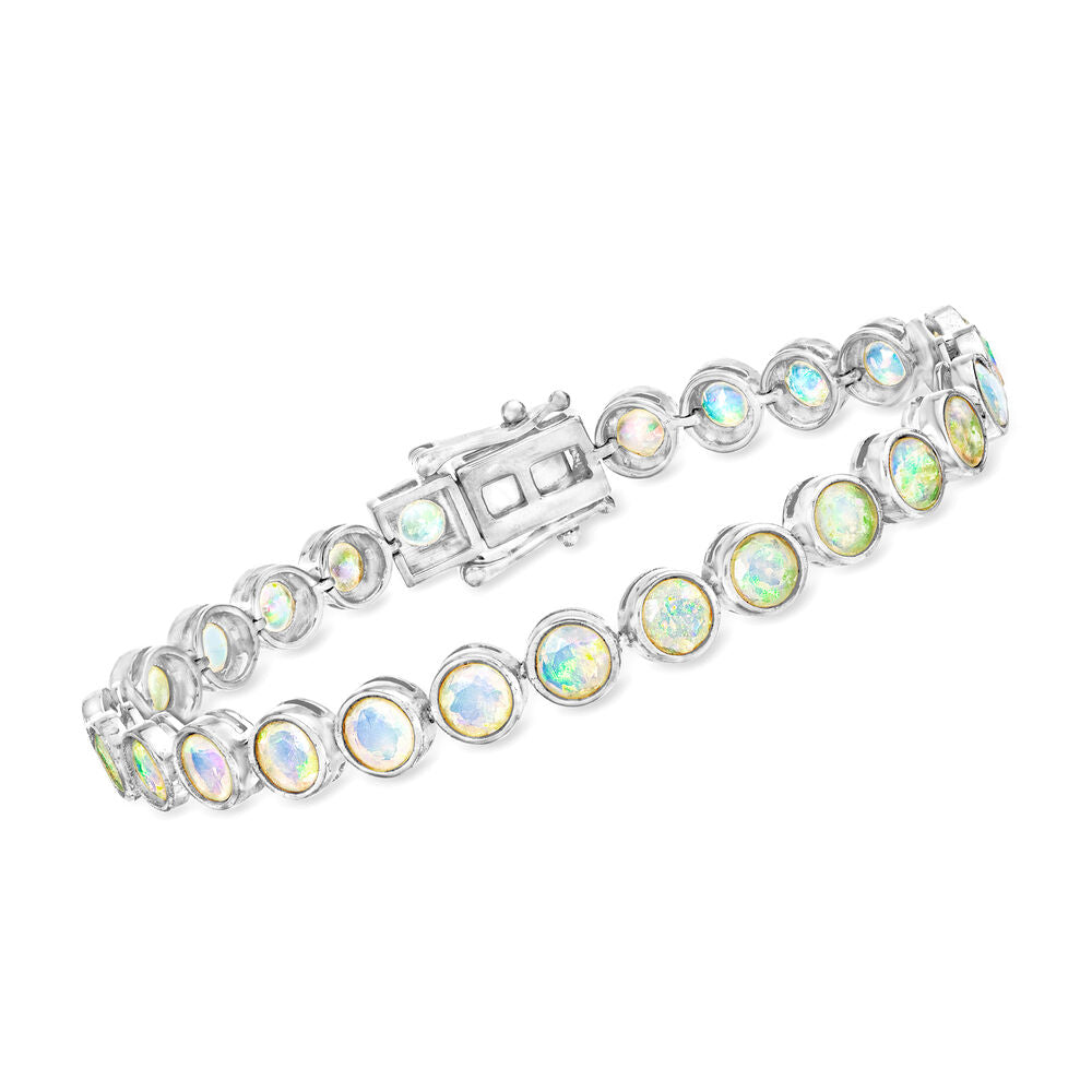 Pinctore Sterling Silver 5mm Gemstone Bezel-Set Line Bracelet