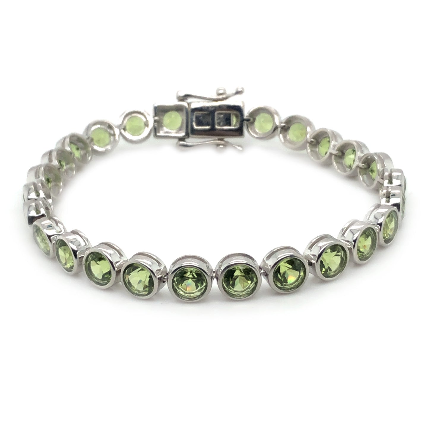 Pinctore Sterling Silver 5mm Gemstone Bezel-Set Line Bracelet