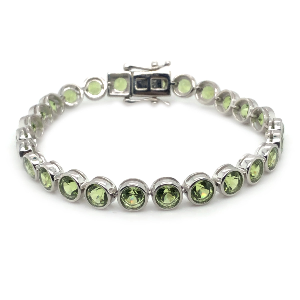 Gem Treasures Sterling Silver 5mm Gemstone Bezel-Set Line Bracelet
