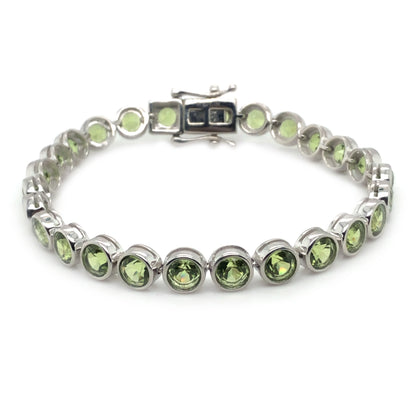Pinctore Sterling Silver 5mm Gemstone Bezel-Set Line Bracelet