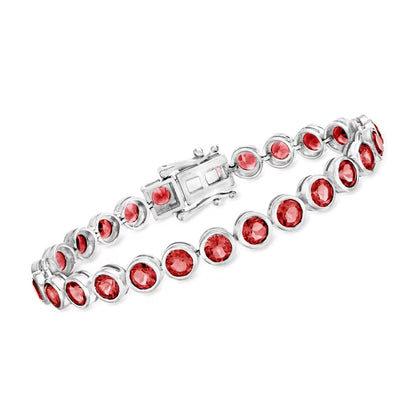 Pinctore Sterling Silver 5mm Gemstone Bezel-Set Line Bracelet