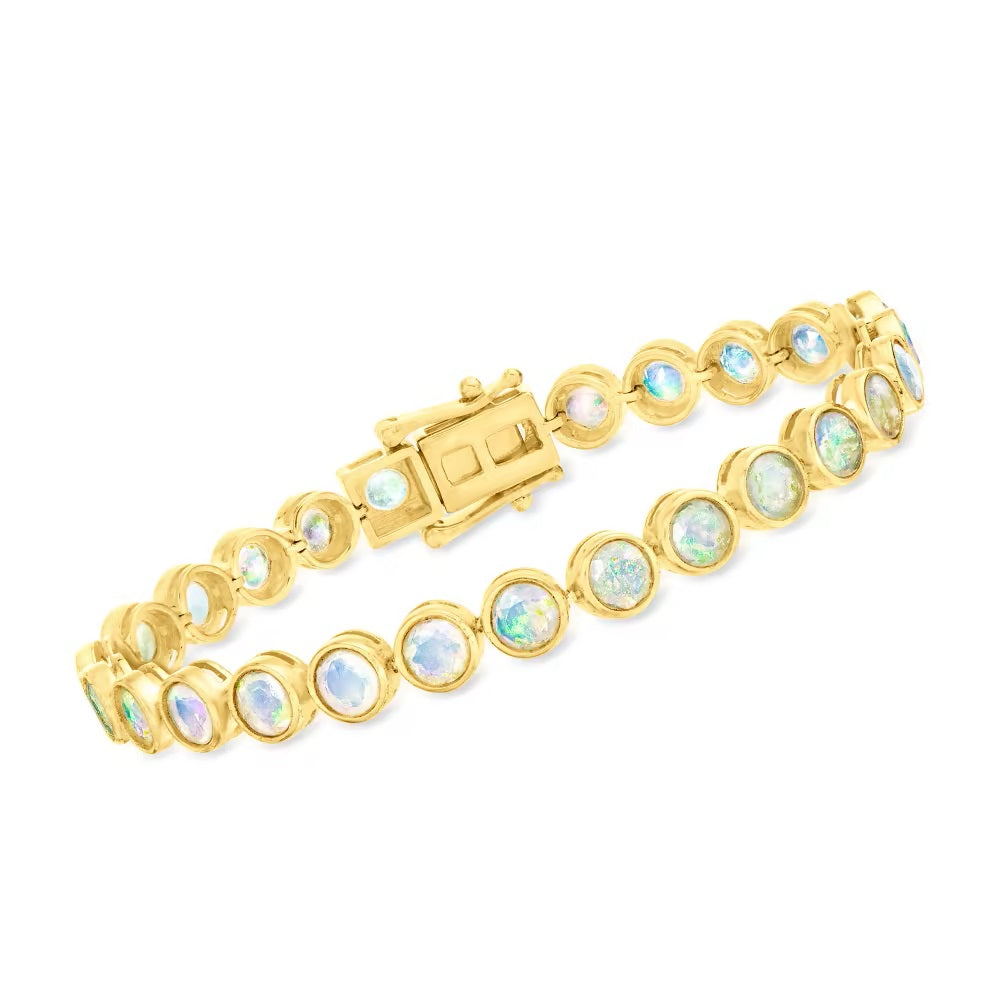 Pinctore Sterling Silver 5mm Gemstone Bezel-Set Line Bracelet