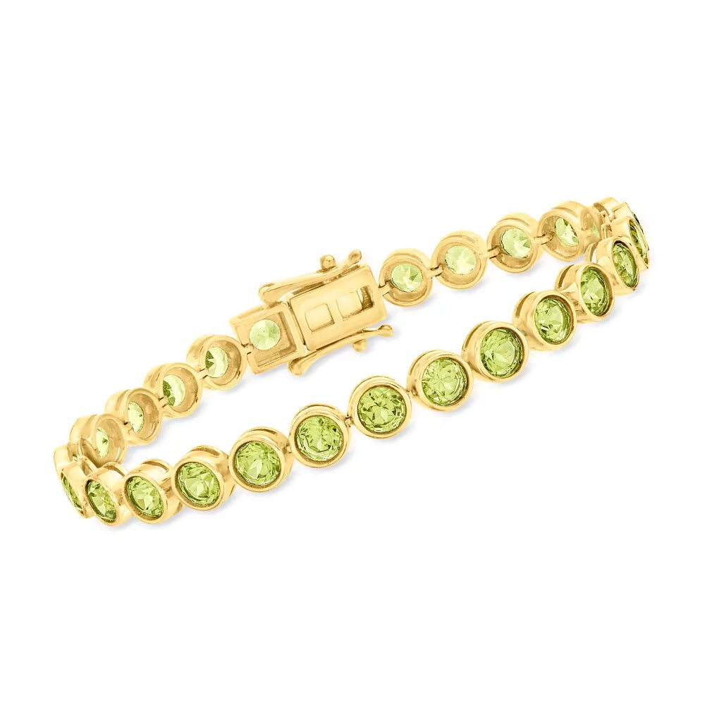 Gem Treasures Sterling Silver 5mm Gemstone Bezel-Set Line Bracelet