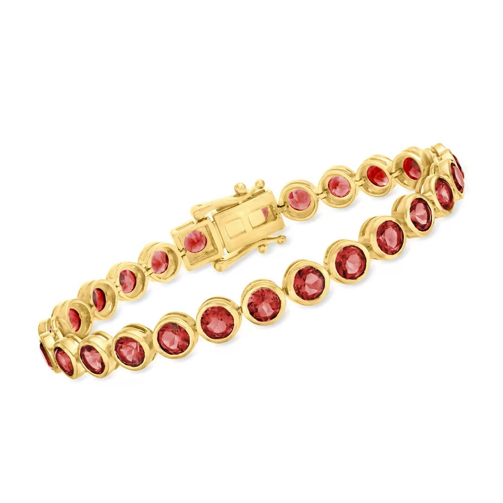 Gem Treasures Sterling Silver 5mm Gemstone Bezel-Set Line Bracelet