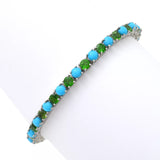 Pinctore Sterling Silver Sleeping Beauty Turq & Chrome Diopside Line Bracelet