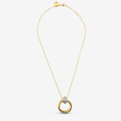 Toscana Italiana 18K Gold Plated Simulated Diamond Interlocking Circle Pendant with Chain