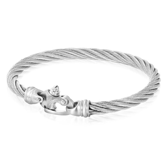 Invicta Men's Stainless Steel 6mm Gauge Twisted Cable Cuff Bracelet