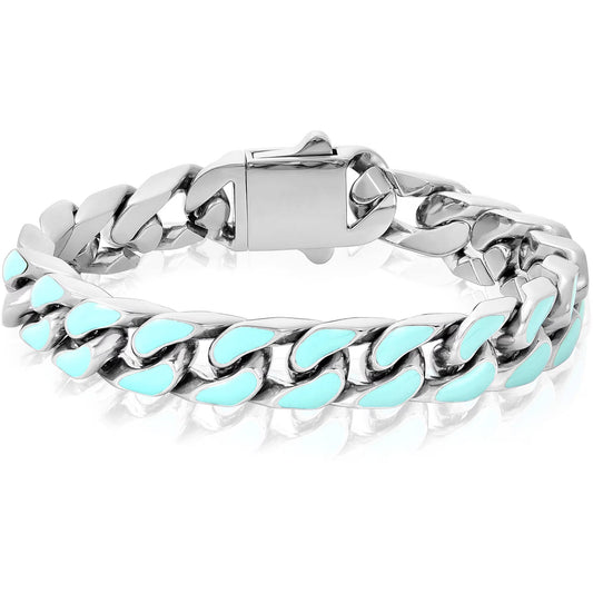 Invicta Men's Stainless Steel Enamel Accented 8.5" Chain Bracelet