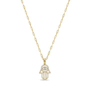 Sabrina Designs 14K Gold 0.33ctw Diamond Hamsa Pendant with Chain