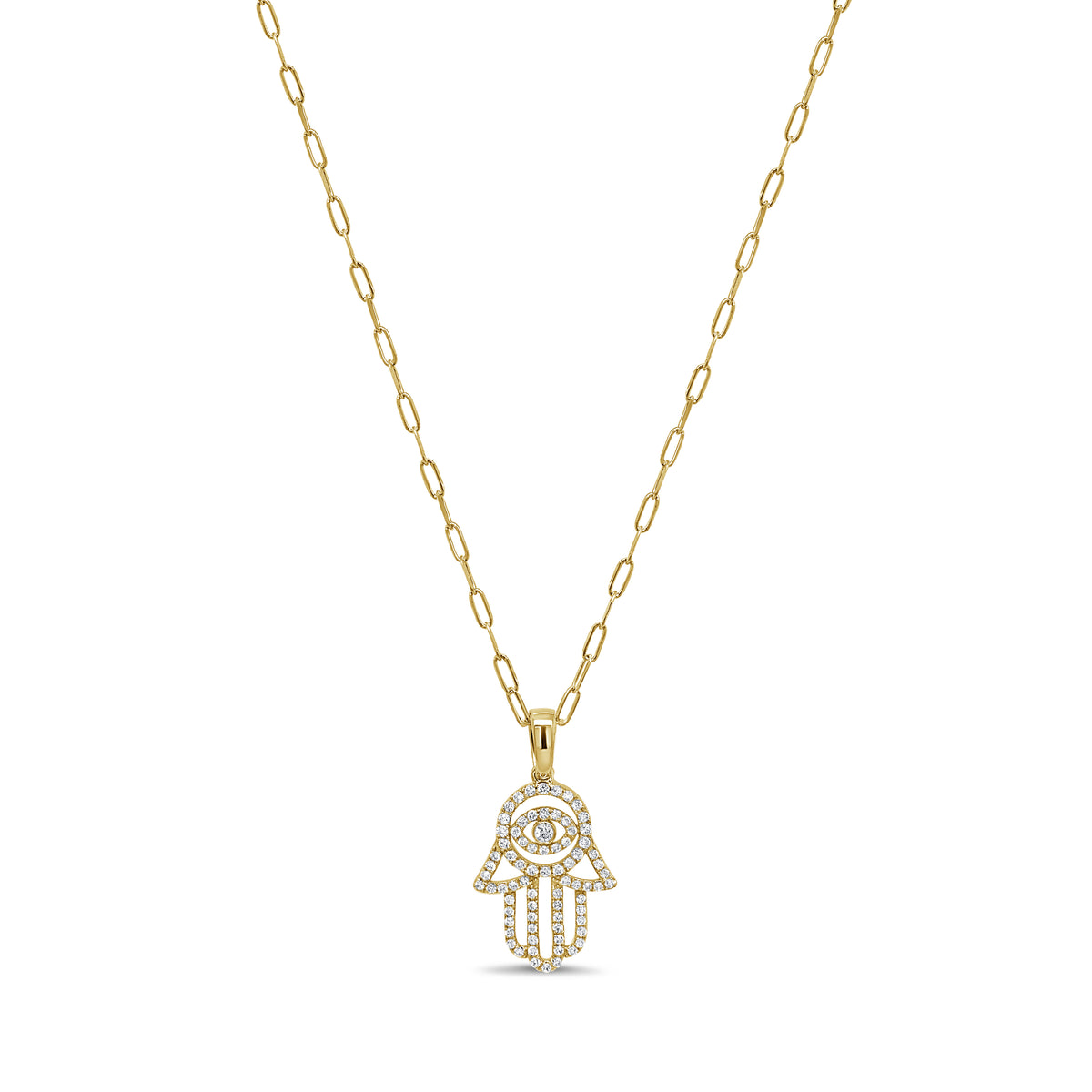 Sabrina Designs 14K Gold 0.33ctw Diamond Hamsa Pendant with Chain