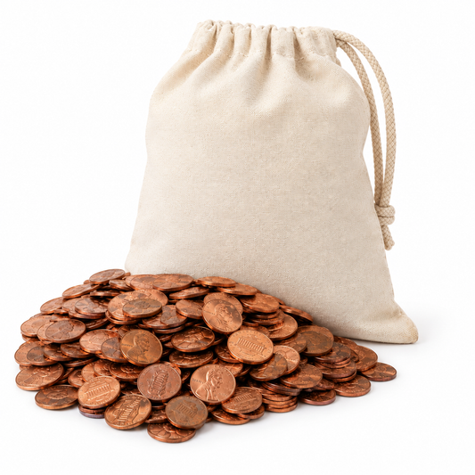 Bankers Bag of 2500 1959-1982 Lincoln Copper Pennies w/ Three Free 2025 Lincoln "Last Year of Issue" Penny
