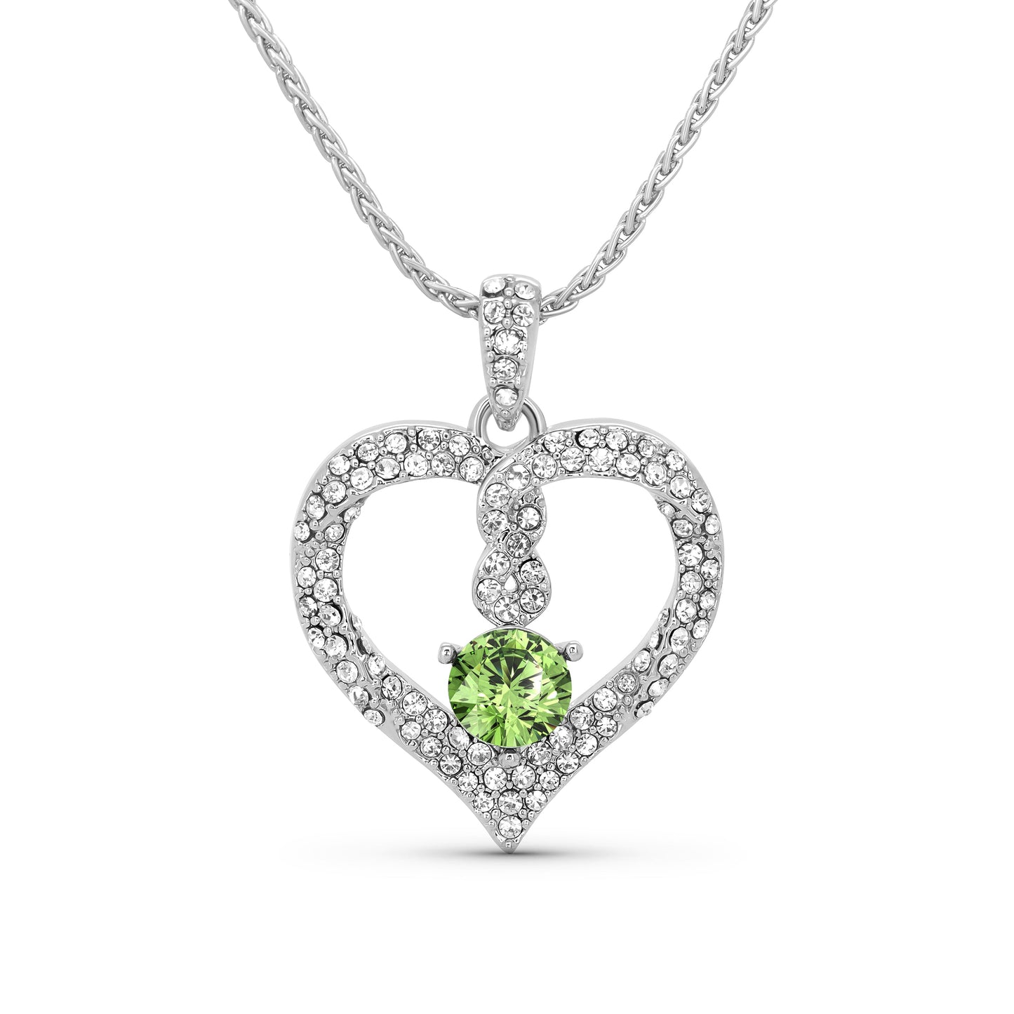 TRYNDI Rhodium Plated "Infinity" Simulated Birthstone & Swarovski Crystal Necklace