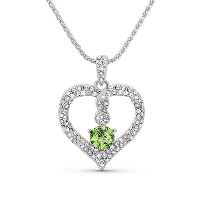 TRYNDI Rhodium Plated "Infinity" Simulated Birthstone & Swarovski Crystal Necklace