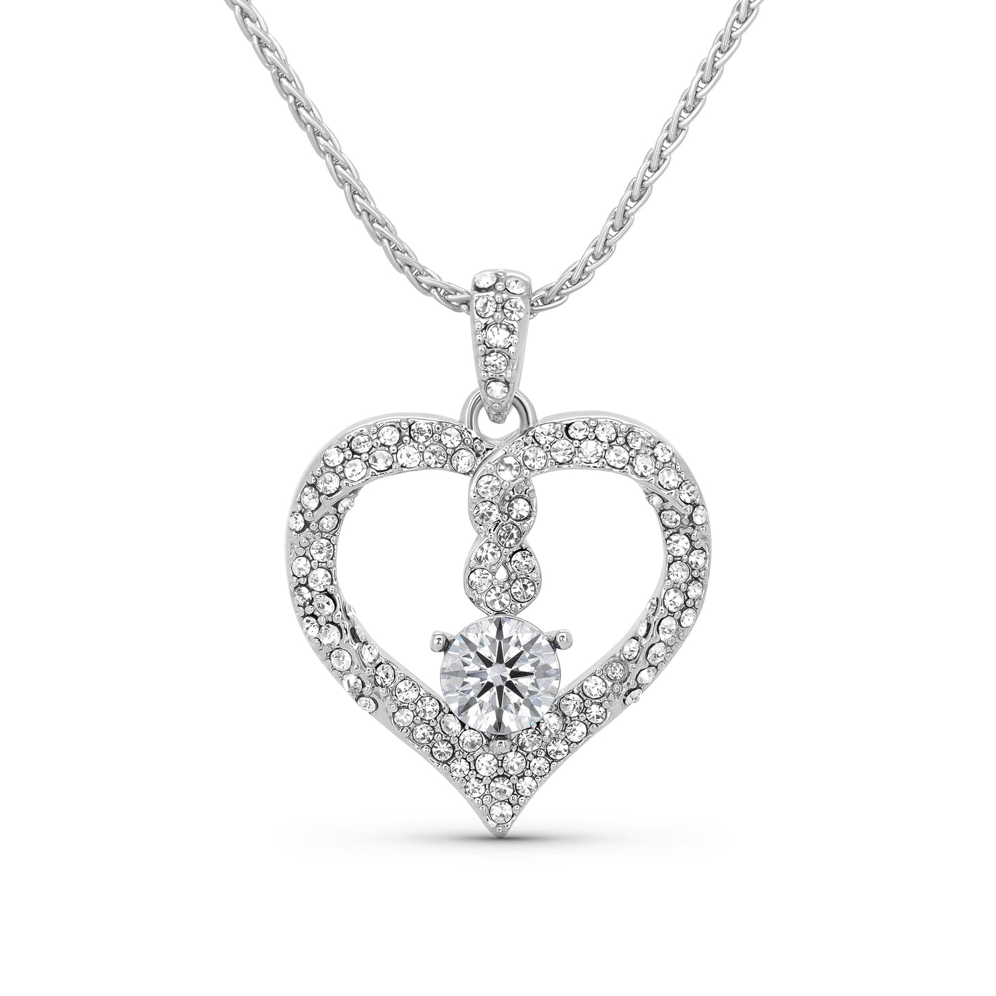TRYNDI Rhodium Plated "Infinity" Simulated Birthstone & Swarovski Crystal Necklace
