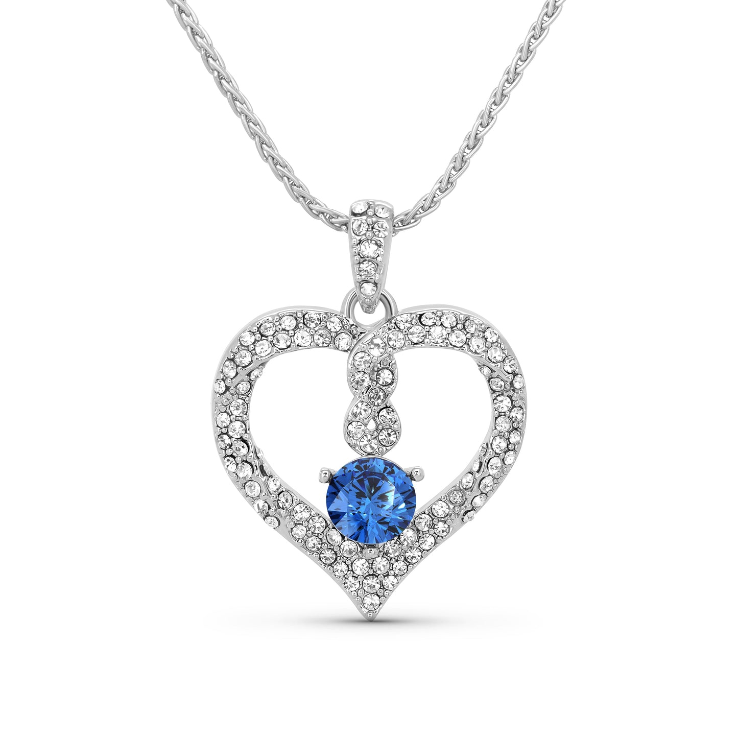 TRYNDI Rhodium Plated "Infinity" Simulated Birthstone & Swarovski Crystal Necklace