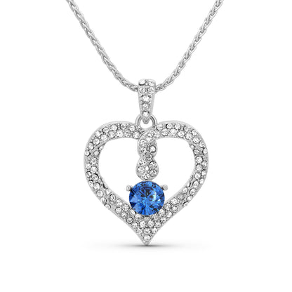 TRYNDI Rhodium Plated "Infinity" Simulated Birthstone & Swarovski Crystal Necklace
